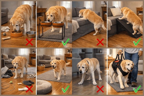 Senior dog arthritis walking without support vs with suppor herness