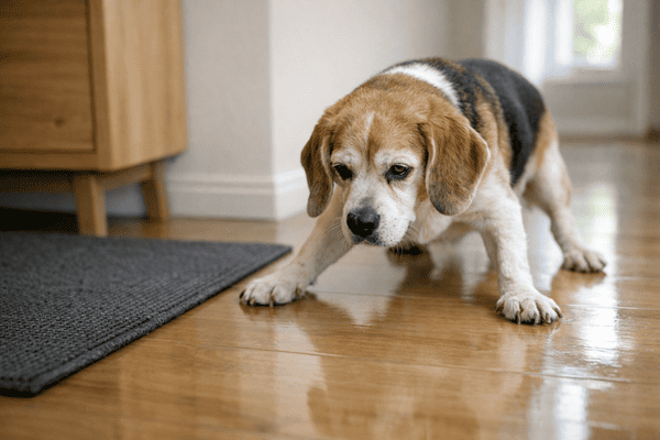 senior dog slipping on floor arthritis risk
