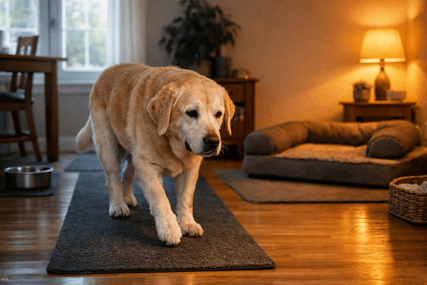 senior dog arthritis morning routine walking safely indoors