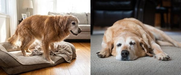 senior dog struggling to stand due to joint stiffness